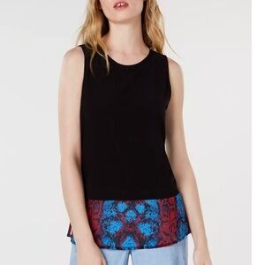 NEW INC Snake Skin Print Trim Tank Top Black Red Blue